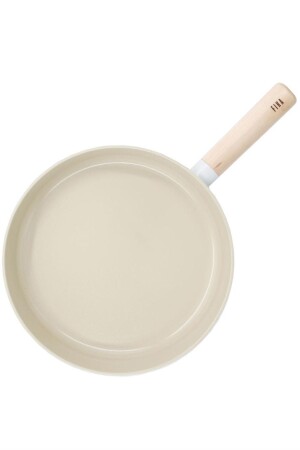 Cast Iron 28 Cm Beige Pan with Wooden Handle INT-ANSAN2543 - NEOFLAM