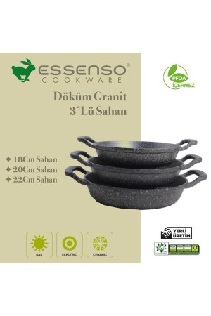 Cast Iron Essenso Three Pan Set 18cm 20cm 22cm ZH-ZH-480 - ZEN HOME