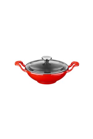 Cast Iron Mini Wok Solid Handle with Glass Lid Diameter(Ø)16cm. 018623 - Lava
