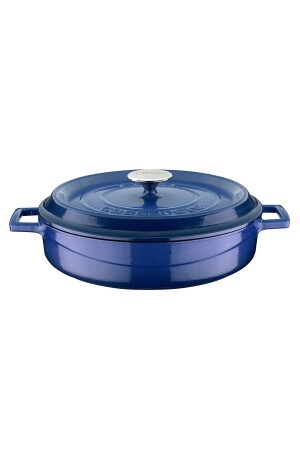 Cast Iron Multi-Purpose Flat Pot. Trendy Series Diameter(Ø)28cm. Blue LV Y ST 28 K2 - Lava