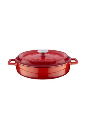 Cast Iron Multi-Purpose Flat Shallow Pot Trendy Diameter 32cm Red PRA-442787-7028 - Lava