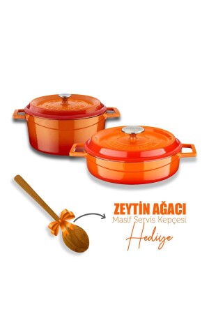 Cast Iron Round Deep And Shallow 5 Piece Cookware Set LV Y TSC K2 SET - Lava