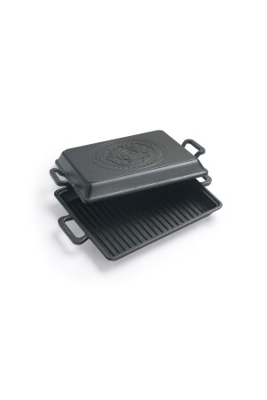 Cast Iron Uncoated Grill Pan 26x32 Sealing Pan Set of 2 Pan Cover 100% Domestic Production With LidSealing - ESTAŞ