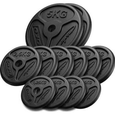 Cast iron weight set Marbo Slim, 30kg / 4x1.25kg, 6x2.5kg, 2x5kg - Marbo Sport