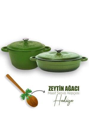 Casting 2x New Heritage Series Cast Iron Pot Pan Set - Green LV S NHR 2X SET - Lava