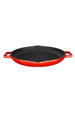 Casting Round Grill Pan Cast Iron Solid Double Handled Diameter(Ø)30cm. LV-Y-SGT-30-K0-R - Lava