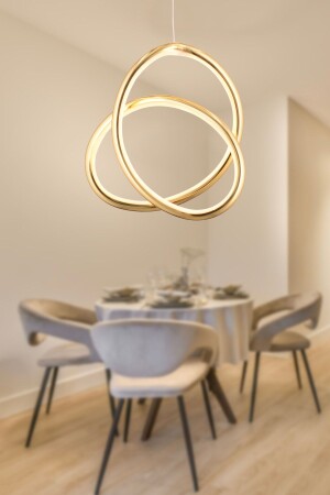 Castle Gold Pendant Lamp 30 Watt Pendant Lamp 3 Color LED Modern Kitchen Bathroom Led Living Room Pendant Lamp Chandelier 11294-02-GD - Apliqa
