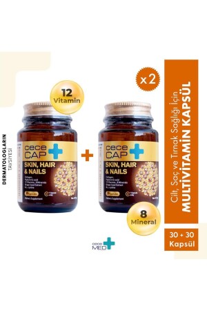 Cececap 12 Vitamine 8 Mineralien 2 x 30 Kapseln Multivitamin für gesunde Haare und Nägel - Cecemed