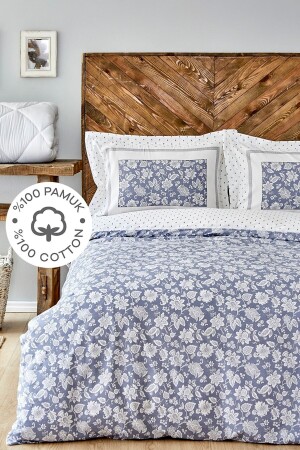 Celerina Blue 100% Cotton Single Duvet Cover Set - Karaca Home