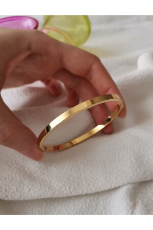 Çelik Bileklik - Paslanmaz Düz Kelepçe Bilezik Gold Renk - Joya Accessories