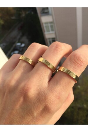 Çelik Cartier Gold Yüzük - Accessories World