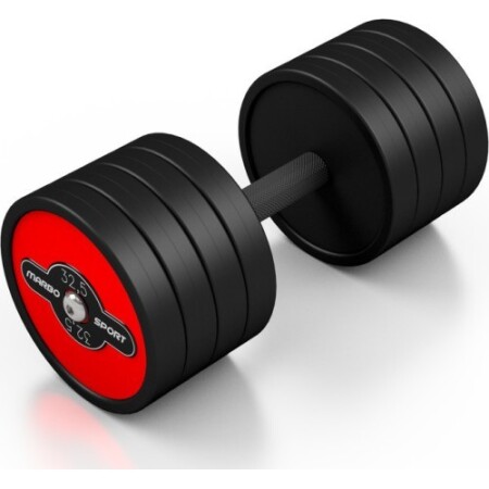 Çelik kauçuk kaplı dambıl Marbo Sport, 32,5 kg, kırmızı - Marbo Sport