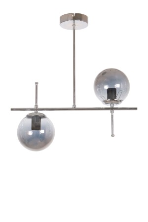 Cello Modern Design Metal Chrome Color Smoked Glass Dining Table Top - Living Room 2-Piece Chandelier - Fer Avize
