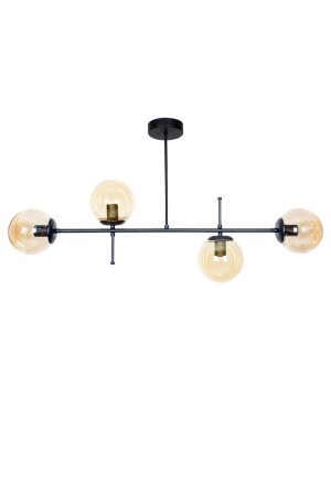 Cello Modern Luxury Design Black Color Honey Glass Ceiling Above Dining Table - Living Room 4-Piece Chandelier CELL887 - Fer Avize