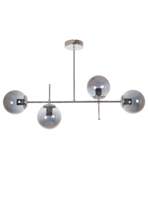 Cello Modern Luxury Design Chrome Color Smoked Glass Ceiling Dining Table Above -Living Room 4-Piece Chandelier CELL887 - Fer Avize
