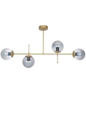 Cello Modern Luxury Design Gold Color Smoked Glass Ceiling Above Dining Table - Living Room 4-Piece Chandelier CELL887 - Fer Avize