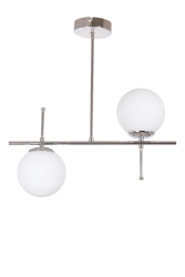 Çello Modern Tasarım Metal Krom Renk Beyaz Camlı Yemek Masası Üstü -Salon 2 li Avize CL1001 - Fer Avize