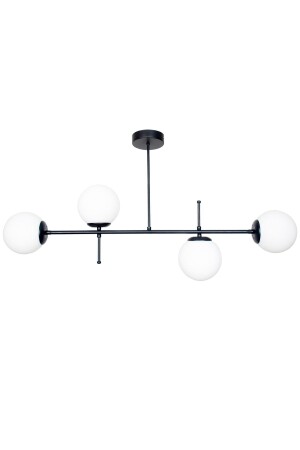Cello Modernes, luxuriöses Design, schwarze Farbe, weiße Glasdecke über dem Esstisch – 4-teiliger Kronleuchter für das Wohnzimmer, CELL887 - Fer Avize