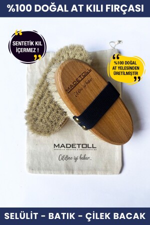 Cellulite-Bürste aus 100 % natürlichem Rosshaar (MIT AUFBEWAHRUNGSBEUTEL GESCHENK) - Madetoll