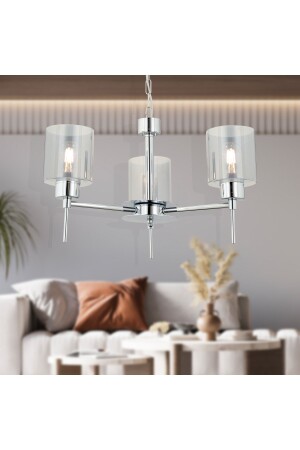 Cemre 3 Piece Chrome Modern Bedroom Kitchen Living Room Living Room Pendant Lamp Chandelier 7000-5328-13-03 - Apliqa