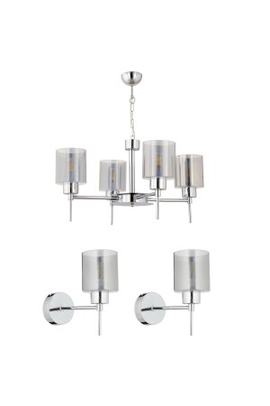 Cemre 4-Piece Chrome Modern Design Bedroom Living Room Chandelier-Scope Set 3 Piece Chandelier-Scope Set 7000-5328-13-04-03 - Apliqa