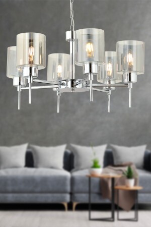 Cemre 6-Piece Chrome Modern Bedroom Kitchen Living Room Chandelier 7000-5328-13-06 - Apliqa
