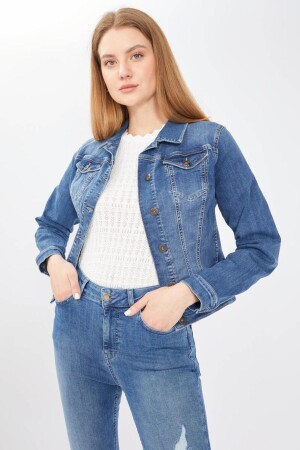 Cep Detaylı Kadın Jean Ceket - Banny Jeans