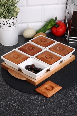 Ceramic 6-Piece Luxury Breakfast Bowl with Wooden Tray C-Ah10-Z - Queen's Kitchen