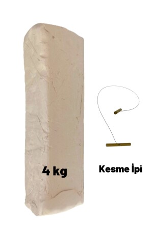 Ceramic Dough Starter Set - 4000 gr White Clay Ceramic Dough - Ceramic Mud Cutting Floss Wire - - O&S Oyun Ve Sanat Eğlen-Üret
