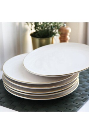 Ceramic Serving Plate 6-Piece White Gold G2806 ADL30202638 - GÖNÜL