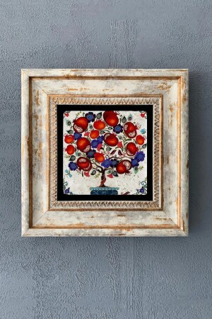 Çerçeveli Taş Duvar Dekoru 20 X 20 Cm Nar Temalı - Oscar Stone Decor