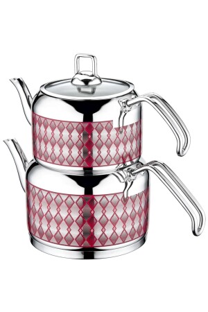 Ceren Decorated Mega Teapot Set S1186 Red S-1186 - Evimsaray