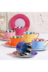 Cerrahoğlu Luxury Polka Dot Set of 6 Nescafe Cups 200cc FNC-12 - Kosova Züccaciye