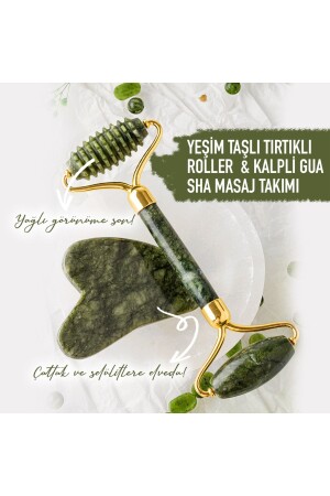 Certified 1. Grade Jade Natural Stone Serrated Rollers and Heart Gua Sha Massage Set Ma047 TYC00463679105 - OSMANLI DOĞAL TAŞ
