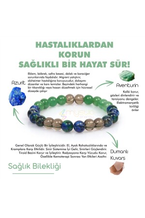 Certified Health and Healing Talisman Bracelet Smoky Quartz - Aventurine - Azurite Gift Natural Stone - Mystic Energy