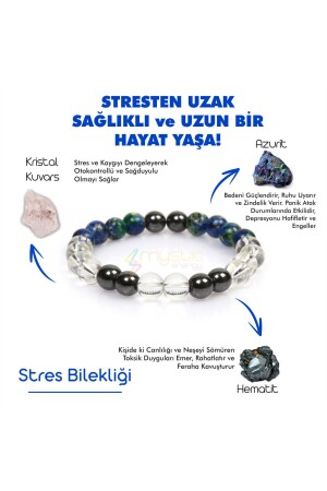 Certified Natural Stone Stress Talisman Bracelet (AZURITE-HEMATITE- CRYSTAL QUARTZ STONE NATURAL STONE BRACELET) - Mystic Energy