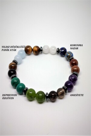 Certified Panic Attack (AQUAMARINE-MALAHITE-JADE-SMOKY QUARTZ-AMETHYST-LAL--MOON STONE) natural stone Bracelet - Badeaccessories