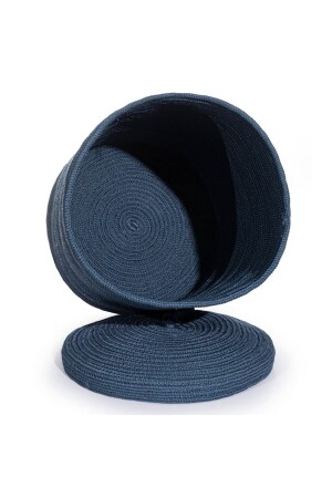 Cesta Handmade Cotton Navy Blue Wicker Decorative Basket with Lid 36cmx45cm 9011 KH-9011 - Koza Home