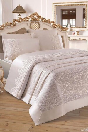 Çeyizdiyari French Guipure Diana Pike Set 3 Pieces Cream CD447055 - Çeyiz Diyarı