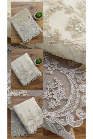 Dowry Fabella Samt-Hand- und Gesichtshandtuch-Set, 2-teilig, 50/90 cm, CBHVL03 - Çeyiz Bahçesi