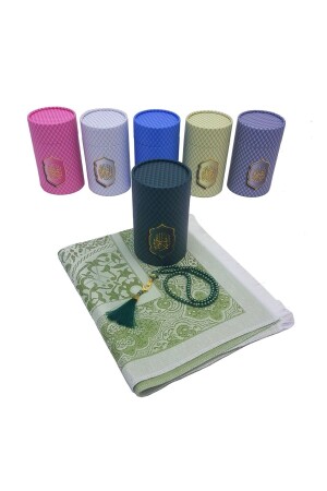Çeyizlik Hediyelik Kutulu Yeşil Seccade Seti Lüks Tafta Seccade Inci Tesbih - Sin@Rasta