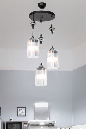 Ceylan 3-Piece Black Optical Clear Glass Chandelier MNG. 5221 - glorıa
