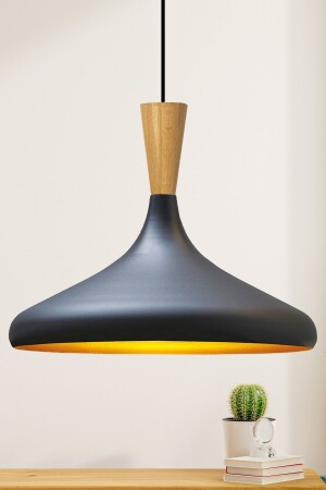 Champion Black Wooden Funnel Single Chandelier Pendant Lamp Living Room Kitchen Cafe Boutique Lamp Lighting Chandeliers BMM2066H - Bamyum