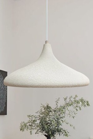 Champion Textured Light Cream Color Single Chandelier Pendant Lamp Dining Table Living Room Kitchen - Bamyum