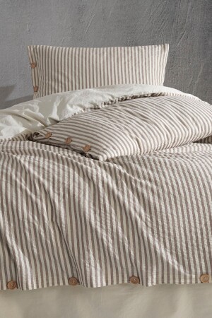 Chance 100% Cotton Yarn Dyed Washed Double Duvet Cover Set Cream 200*220 CHNCCKT - Macas Home