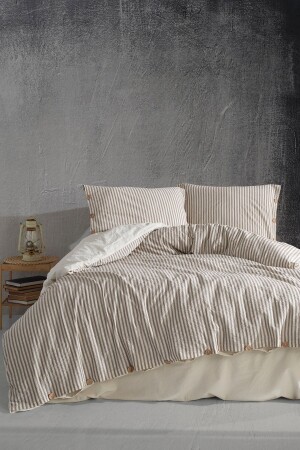 Chance 100% Cotton Yarn Dyed Washed Single Duvet Cover Set Cream 160*220 CHNCHRRYTKT - Macas Home