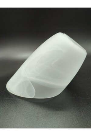 Chandelier Glass Cut from Side. White Color, Marble Pattern. Compared to normal Bulb. (TO. 27) CHANDELIER GLASS. WHITE,ALABASTRA. TO. 27 CODE. 077 - KUĞULU