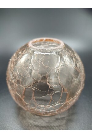 Chandelier Glass Round Honey Colored Cracked Pattern (E. 14) (DIATER: 10 CM LENSER: 3 CM) CHANDELIER GLASS, HONEY, CRACKED. TO. 14 - KUĞULU