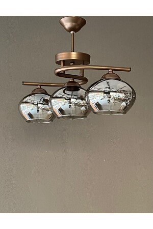 Chandelier lighting Metallic Brown Smoked Glass 3 Piece Northeastern - Avizevi