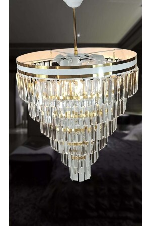CHANDELIER MATMAZEL ACCESSORY STRIPED WHITE GOLD 50 CM CRYSTAL STONE LUXURY CHANDELIER BS50 - MATMAZEL AKSESUAR